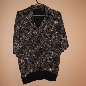 70s Patterned Pullover Short Sleeve Shirt